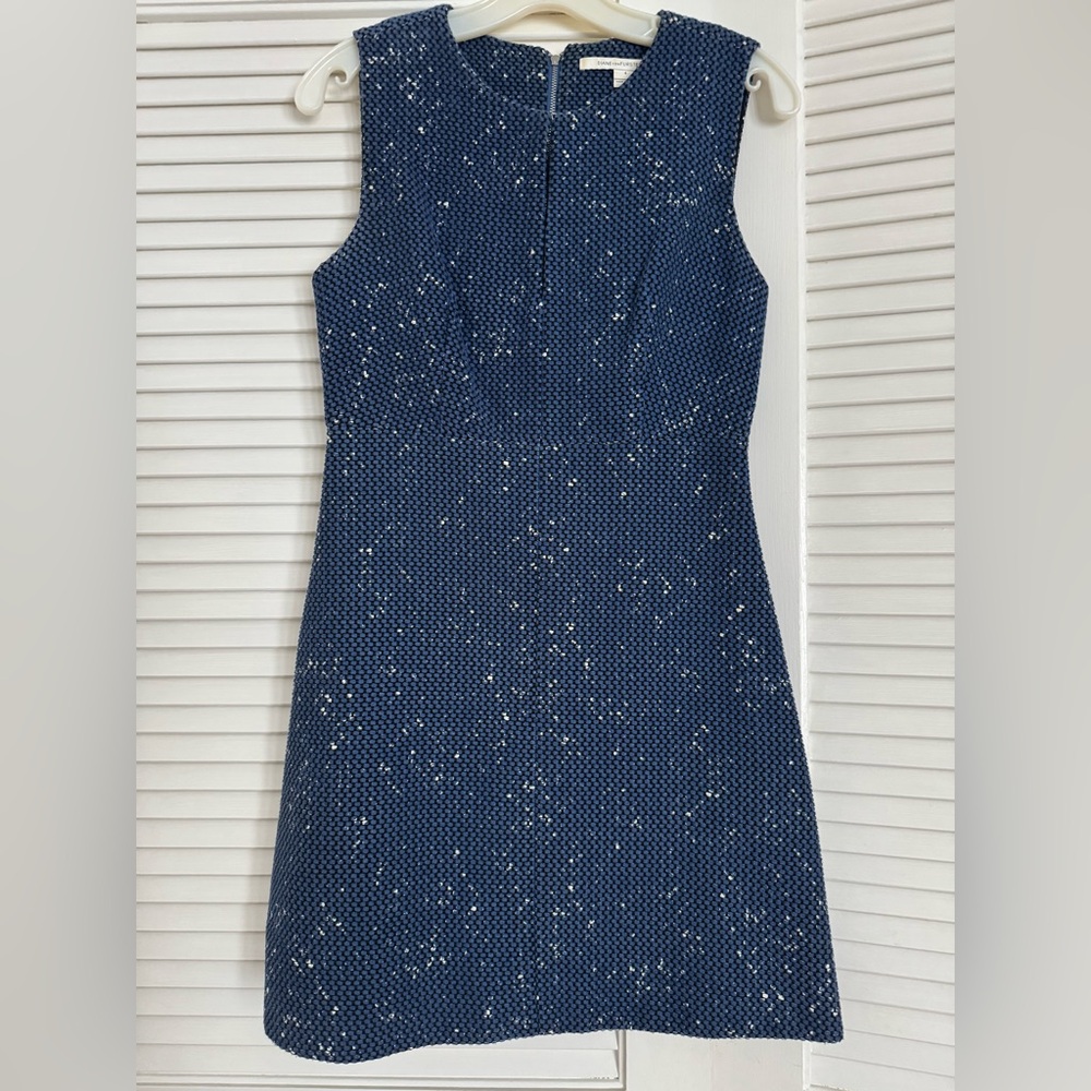 Diane Von Furstenberg Blue Textured Dress